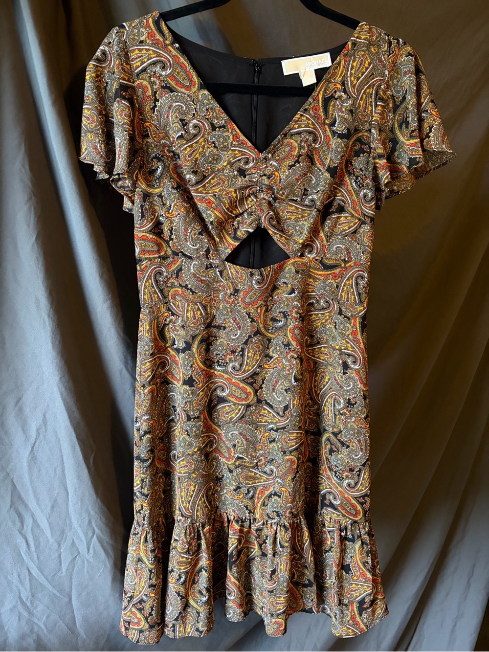 MICHAEL MICHAEL KORS NWT Paisley Mini Dress Cutouts Flutter Sleeves Wedding 2